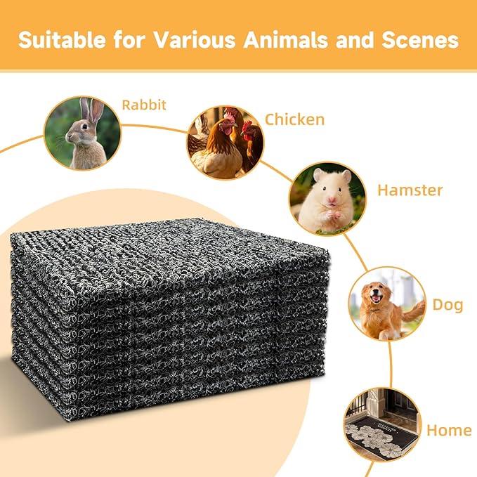 DRQ 8 Pcs Nesting Pads for Chicken Coop - Washable Chicken Nesting Pads, Reusable Chicken Coop Accessories for Hen Laying Mats 12"×12" (Gray)