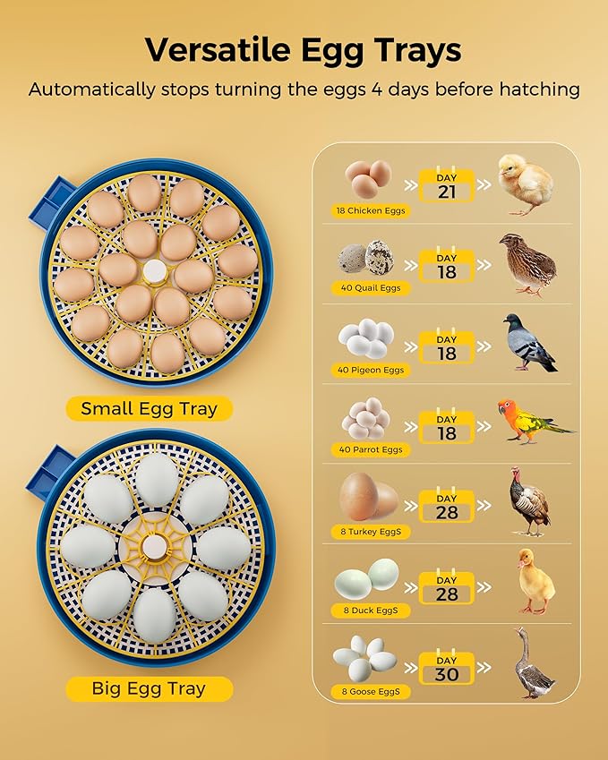 18 Incubators for Hatching Eggs, Automatic Egg Turning and Humidity Control, 360 View, Suitable for Chickens, Ducks, Quails, and Other Birds