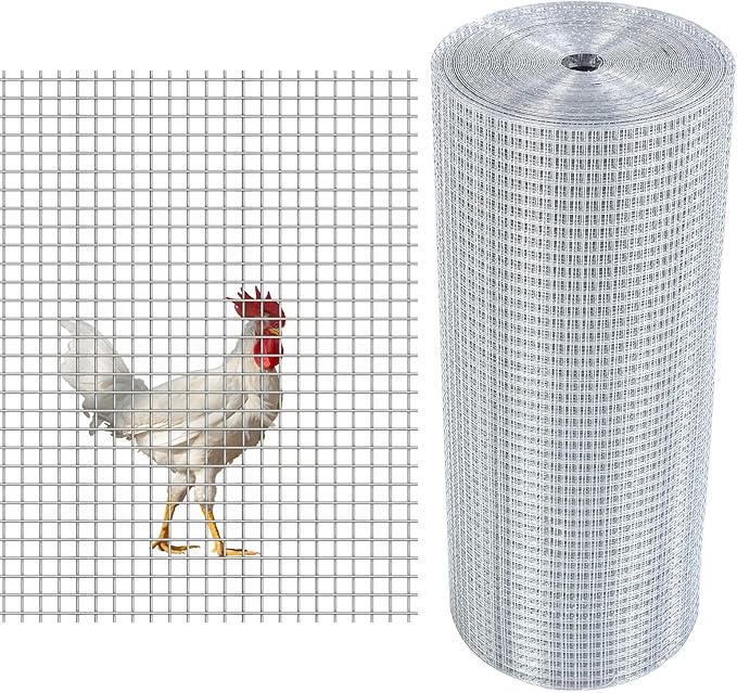 1/2'' 24'' X 50' Hardware Cloth, 19 Gauge Chicken Wire Fencing Double Layer Hot Dip Galvanizing, Wire Mesh Fence for Fence, Chicken Coop, Rabbit/Snake Fence, Poultry Fence