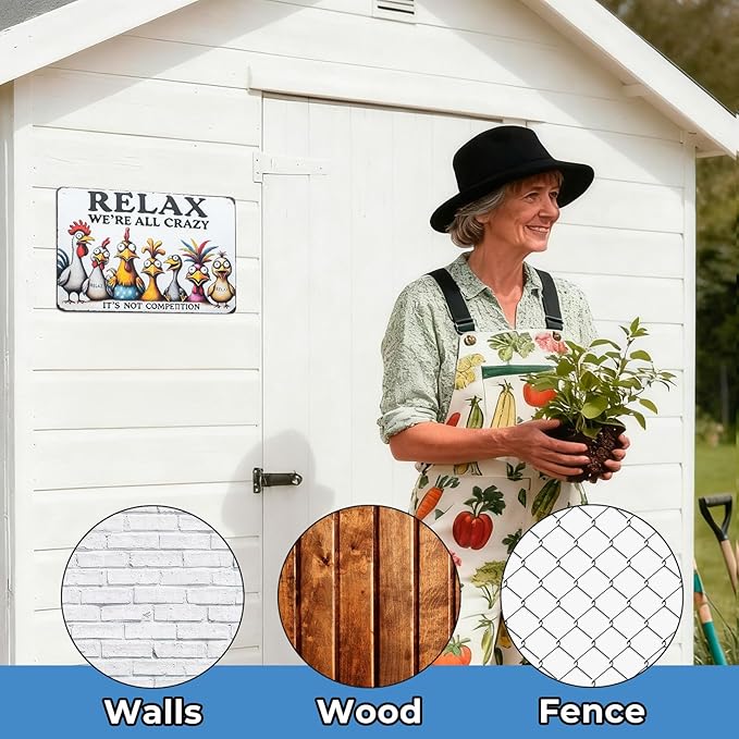 Funny Tin Signs Chicken Coop Decor Outdoor Vintage Rooster Gifts Yard-signs Decorative Signage For Farm and Garden 8×12 inches (K)