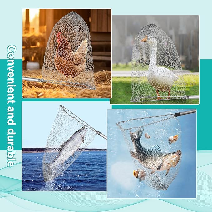 Chicken Catcher, Adjustable from 29 inches to 74 inches Chicken Net,Chicken Leg Hook, Suitable for Catching Outdoor Animals Such as Chickens, Ducks, Fishnet,Geese,Birds (15.3 x 23.2 inch net)