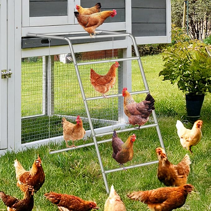 Chicken Coop Perches with Swing – Multi-Bar Roosting Ladder & Fun Chicken Swing for Backyard Poultry,Easy Installation Weather-Resistant Chicken Roosting Bars Accessory