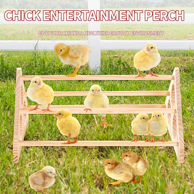 Chicken Perch for Coop - Roosting Bars for Chickens - Chick Brooder Perch & Enrichment Toys for Hens - Safe Wooden Adjustable Roosting Perch for Baby Chicks and Adult Chickens Accessories(Shape-2)