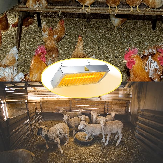Chicken Coop Heater for Winter, Heat Lamp for Chickens 600W, Chicken Heater for Coop with 2 Heating Settings, for Poultry, Dogs, Pets, Birds, Animals