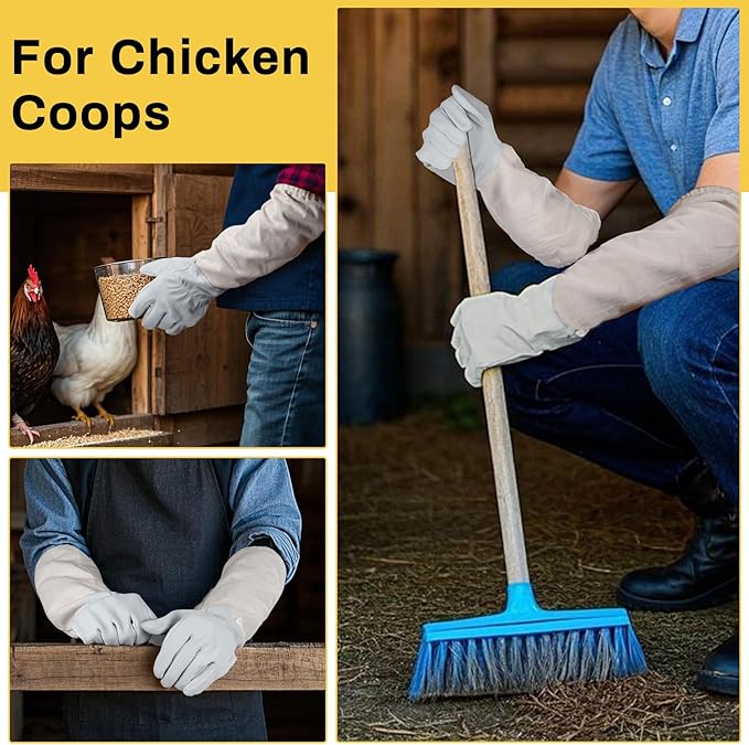 2 Pack Chicken Handling Gloves,Washable and Tight Cuff Design,Prevent Scratching and Dirt,Bite Proof Gloves for Chicken,Cat,Dog,etc