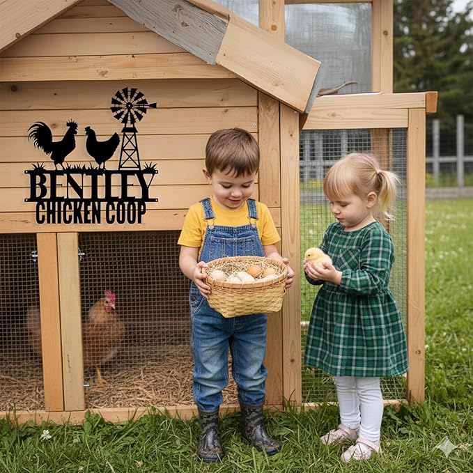 Custom Chicken Coop Metal Sign, Personalized Chicken Coop Sign for Outside, Custom Metal Hen House Farm Signs, Chickens Hen House Farmhouse Wall Art Decor