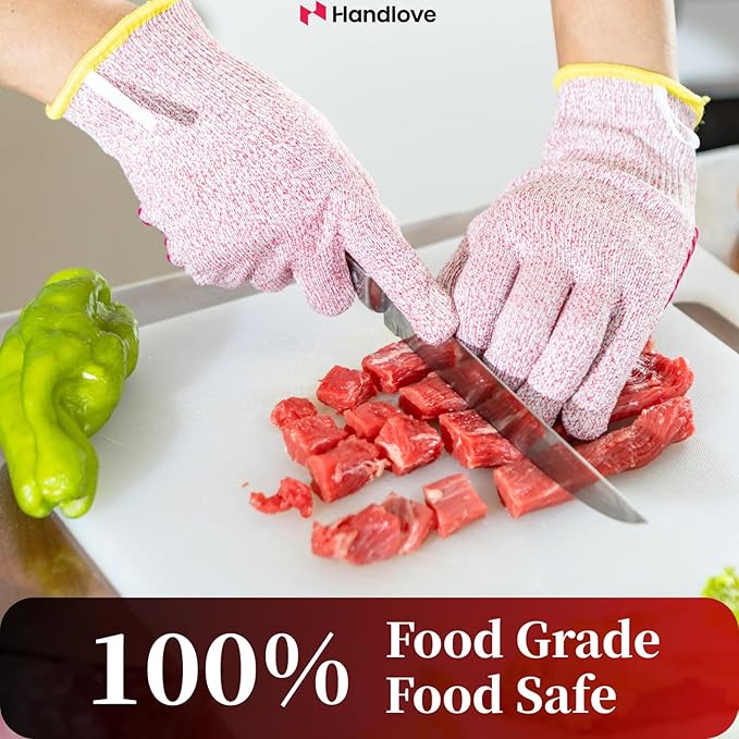 HandLove Cut Resistant Gloves, 100% Food Contact Safe, CE Level 5 Premium Protective Cutting Gloves