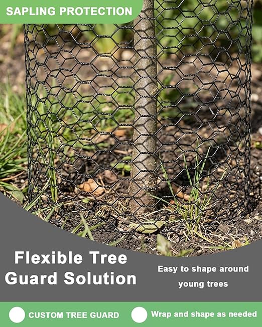 Vensovo Black PVC Coated Chicken Wire, 57in x 100ft Poultry Netting Roll, 1 inch Hex Mesh Garden Fence for Chicken Coop, Rabbit Pen, Yard