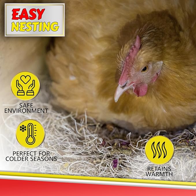 Chicken Nesting Pads with Aromatic Nest Herbs | Natural Excelsior Aspen Fiber Poultry Bedding | 13 x 13 Inches | Pack of 10