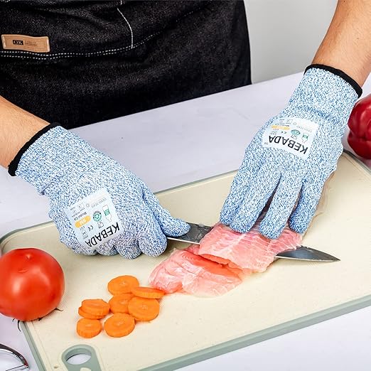 Kebada Cut Resistant Gloves, Food Grade Cut Proof Gloves for Kitchen, ANSI A4 Safety Protection, Ideal for Chef's Work, Large
