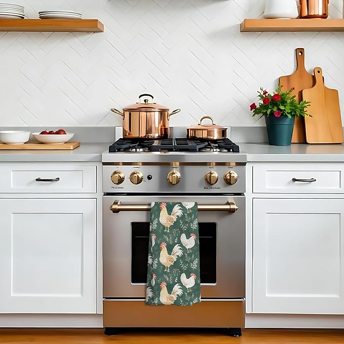 Chicken Floral Kitchen Dish Towels for Bathroom Decor,Farmhouse Cottage Core Decor Kitchen Hand Dish Towels Bathroom, Chicken Gifts for Women Mom Lady,16x24 Inch