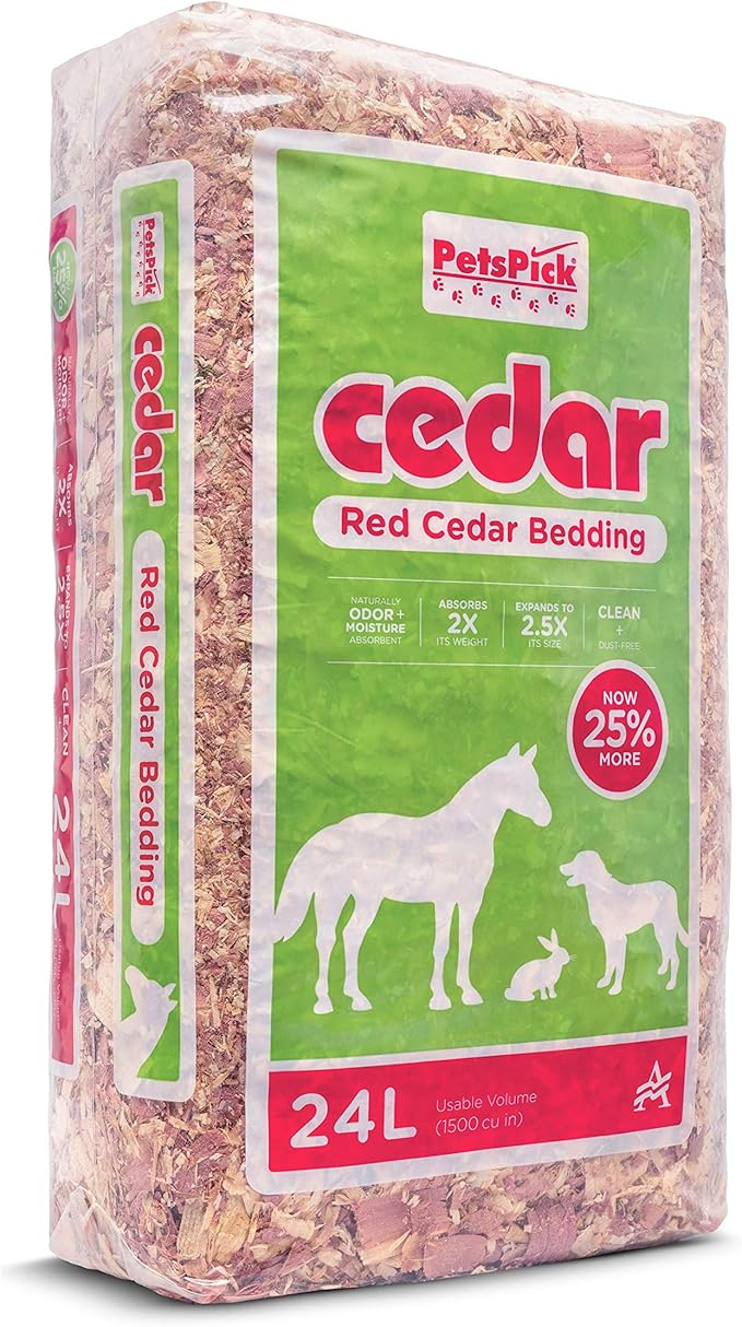 PETSPICK Red Cedar Pet Bedding for Dogs and Horses, 24L