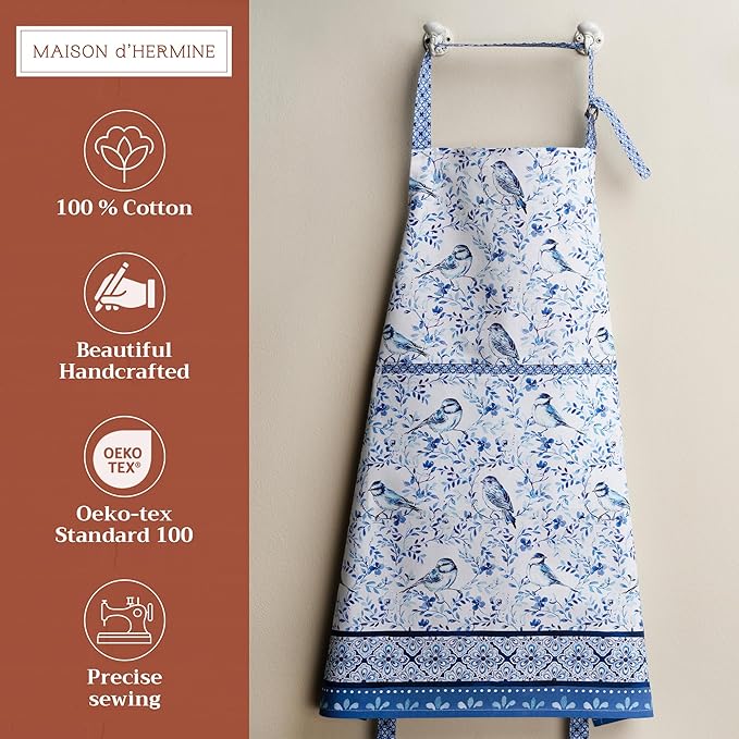 Maison d' Hermine 100% Cotton Apron for women with Pocket Kitchen Chef Apron for Men Cooking Easter Decorations