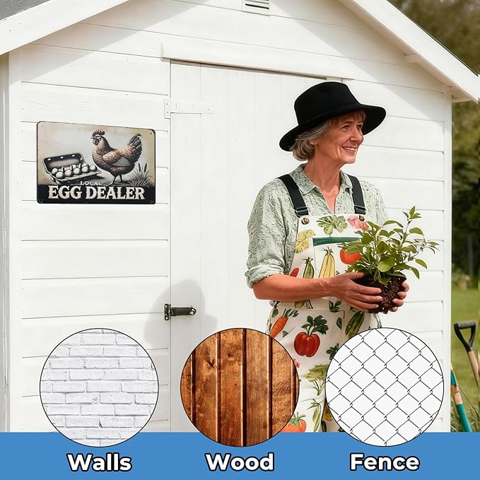 Funny Tin Signs Chicken Coop Decor Outdoor Vintage Rooster Gifts Yard-signs Decorative Signage For Farm and Garden 8×12 inches (I)