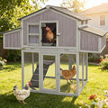 Aivituvin Chicken Coop Double Folding Fir Wood Chicken House with Large Nesting Box Poultry Cage Upgrade with Strong Iron Frame, Durable & Waterproof for 4-6 Hens Duck Coop