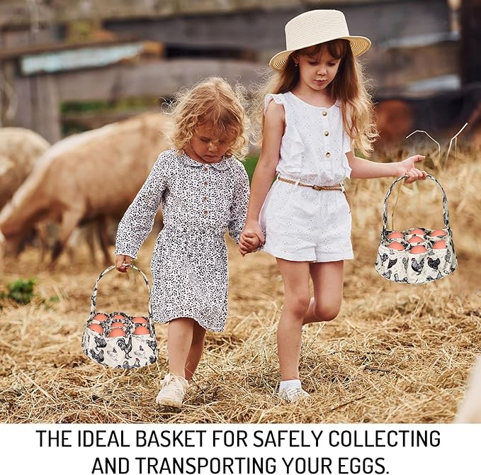 JarThenaAMCS 2Pcs Egg Bags with 7 Pouches Egg Collecting Basket Canvas Egg Gathering Bags for Farmhouse Garden Coop Hen Chicken Duck Goose Egg Storage, 8 x 2.6 Inch