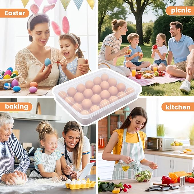 2 Pack Deviled Egg Trays,Stackable Plastic Egg Holder for 48 Eggs,Clear Egg Storage Containers for Fridge,Keep Fresh,Easter,Thanksgiving Day Party Kitchen Supplies