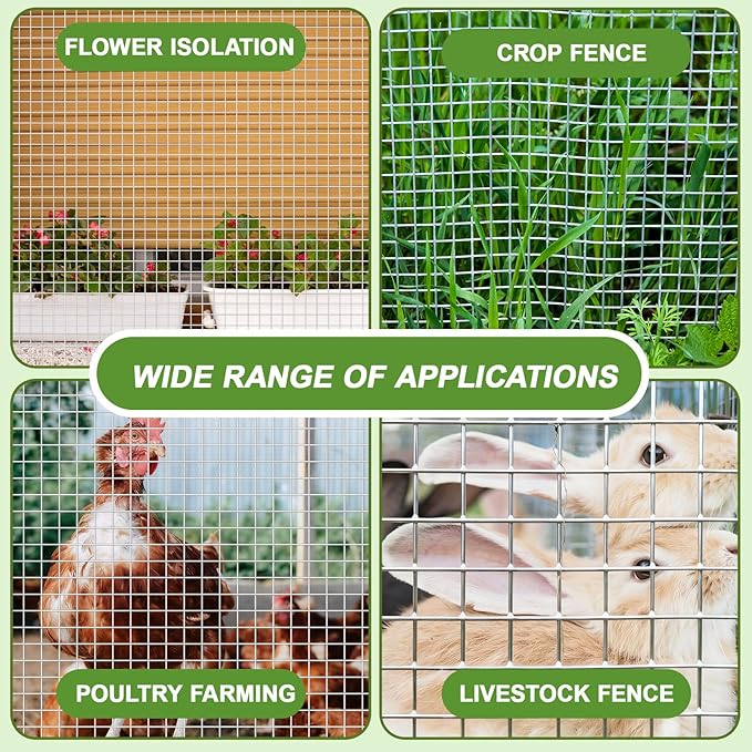 Shimeyao Chicken Coop Bottom Mesh Barrier Kit, 10 Pcs Galvanized Hardware Cloth Panels with Stakes & Zip Ties, Predator Resistant Anti Digging Wire Mesh Fence for Poultry Run Hen House Protection