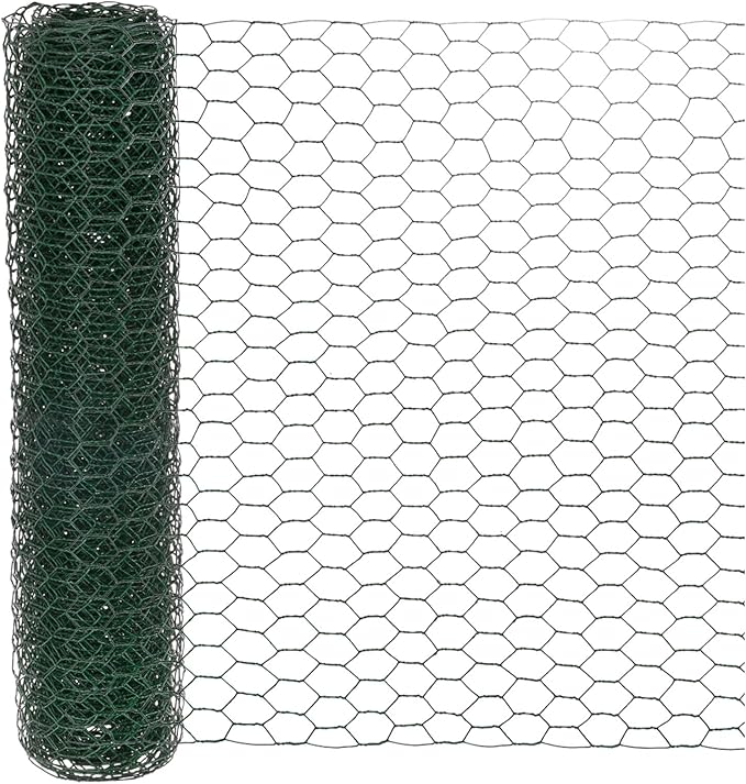Chicken Wire for Floral Arrangements, 14 x 157 in Galvanized Iron Hexagonal PVC Coated for Crafts/Poultry/Garden, Chicken Wire Netting Fence Mesh [Green]