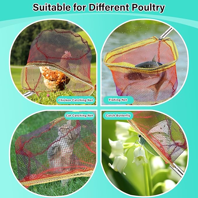 Chicken Catcher Net,37 to 93in Chicken Catcher Leg Hook Extra Long Handle Animal Catcher Pole Heavy Duty with Frosted Tube Extension Pole Poultry Hook Fowl Catcher (Silver 75in)