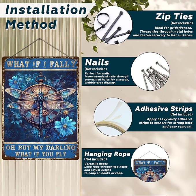 Metal Signs What If I Fall Oh But My Darling What If You Fly Wall Clock Sign Retro Aluminum Sign For Home Office Kitchen Bar Cafe Garden Wall Decor 16x12 Inch