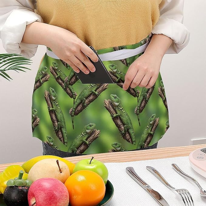 Half Apron with 3 Pockets Chef Cooking Kitchen Restaurant Aprons for Women Men