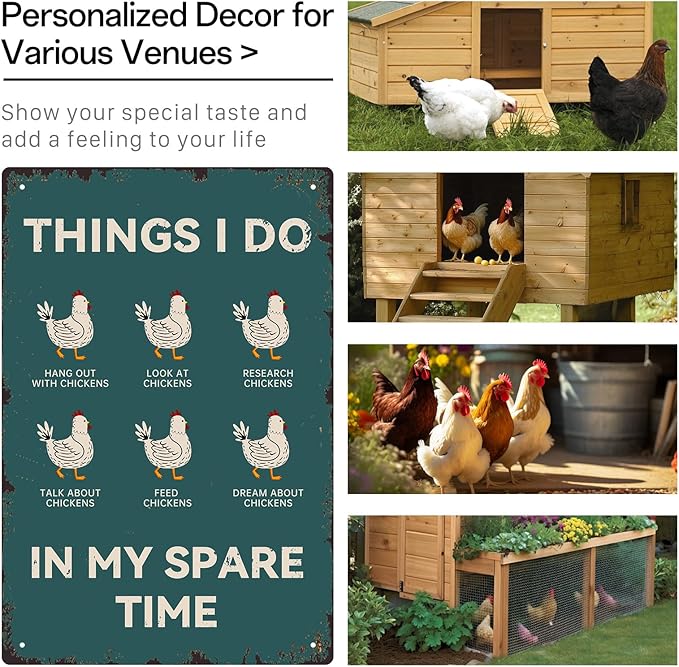 Jakayla Funny Chicken Metal Sign – Vintage Farmhouse Wall Decor, Retro Tin Sign for Home Farm Chicken Coop Farmhouse Kitchen Garden Decor 8x12 Inch