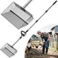 15 inch Extra Large Chicken Poop Scooper with Ergonomic Grip,5-in-1 Heavy Duty Adjustable Coop Scoop for Poop (24 to 68"), Stainless Steel Sifting Litter Shovel Scoop for Chicken Coop