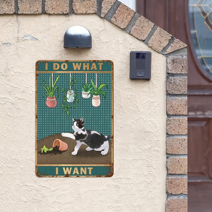 Funny Black Decor I Do What I Want Cat Sign Bundle 2 Pieces Cat Sign Farmhouse Wall Decor Garage Retro Home Bar Table For Bar Sign 8X12 Inch