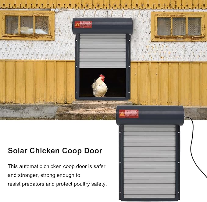 Roll Up Gray Chicken Coop Door Automatic Timing Control Opener for Poultry Farms