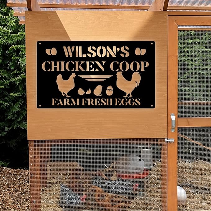 Custom Chicken Coop Metal Sign, Personalized Chicken Coop Sign for Outside, Custom Metal Hen House Farm Signs, Chickens Hen House Farmhouse Wall Art Decor