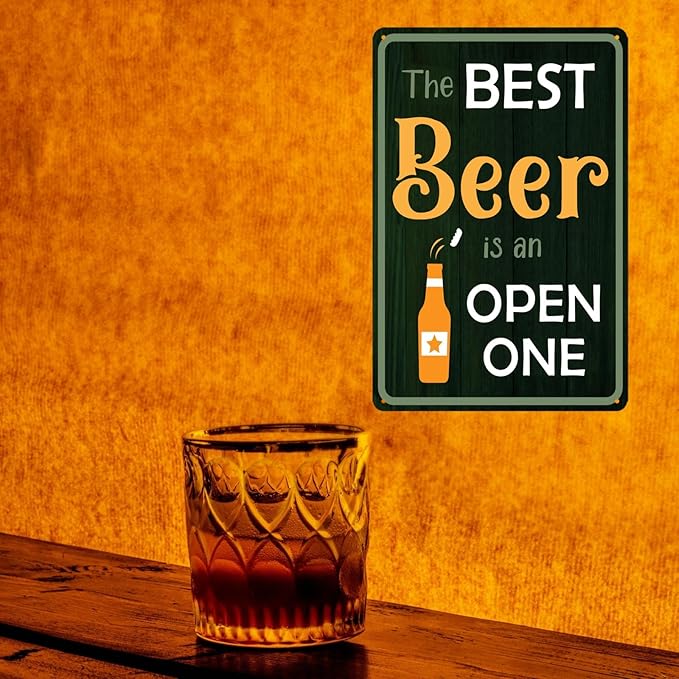Vintage Bar Signs For Home Bar Sign Man Cave Decor Funny Beer Gifts The Best Beer Is An Open One Tin Sign Basement Metal Wall Decor Bar Decor And Accessories Garage For Men 8x12 Inch