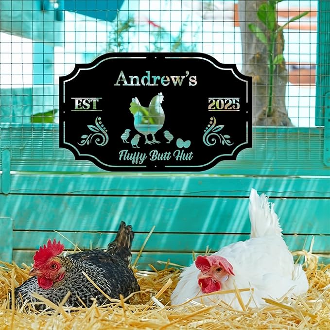 Custom Chicken Coop Metal Sign, Personalized Chicken Coop Sign for Outside, Custom Metal Hen House Farm Signs, Chickens Hen House Farmhouse Wall Art Decor