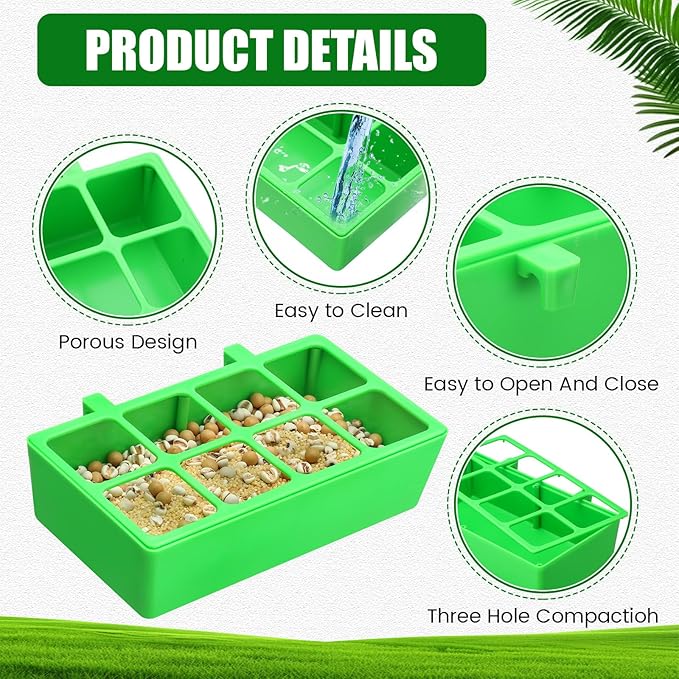 Honeydak 8 Pack No Mess Quail Feeder Trough Removable 8 Slots Hanging Chicken Feeder Bowl Water Trough Food Dispenser Tool for Pigeon Chicks Quail Parrots Duck Bird Poultry Animal