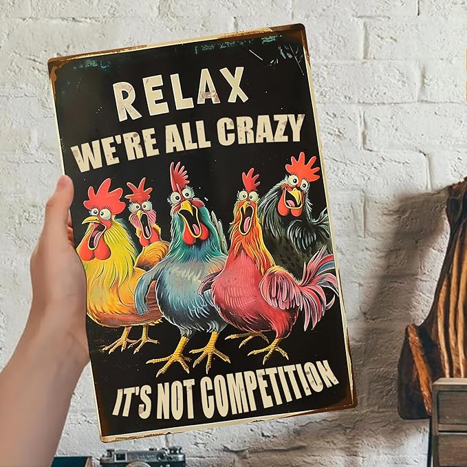 Chicken Metal Tin Sign Vintage Retro Poster Wall Decor Chicken Decoration for Chicken Coops Farms Yard Home Bar Cafe Garage or Office - Thoughtful Funny Chicken Gift Idea