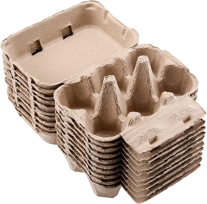 Vintage Jumbo Duck Egg Cartons 20 Pack, Half Dozen Paper Carton for Normal Size Geese, Blank Natural Pulp Jumbo Eggs Container Holder Reusable for 6 Six Count Chicken Carton Storage Strong Tray