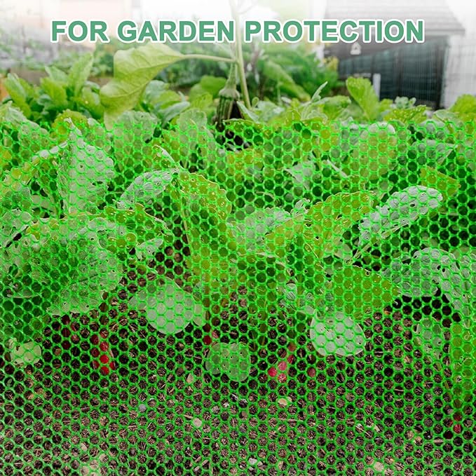 1-Pack Floral Chicken Wire Mesh, 15.7 in x 33 ft Plastic Hexagonal Chicken Wire Fencing with 50 Garden Ties for Crafts/Poultry Netting/Garden/Plant Protection [Green]