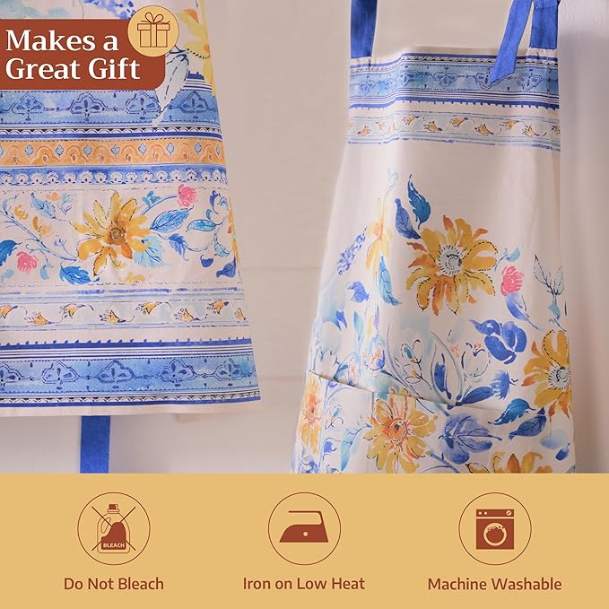 Maison d' Hermine 100% Cotton Apron for women with Pocket Kitchen Chef Apron for Men Cooking Easter Decorations