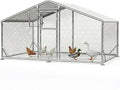 10x6.5FT Metal Chicken Coop, Dutch Door Chicken Run with Waterproof Cover and Hardware Cloth, Walk in Chicken Coop for Hen House, Duck Coop and Rabbit Run