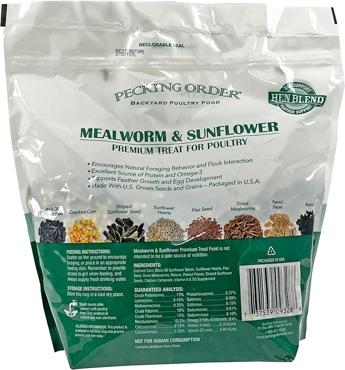 Pecking Order 9328 Mealworm & Sunflower Treat, 3 lb.