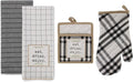 DII Home Sweet Farmhouse Kitchen Collection, Potholder/Oven Mitt/Dishtowel Set, Black, 4 Count