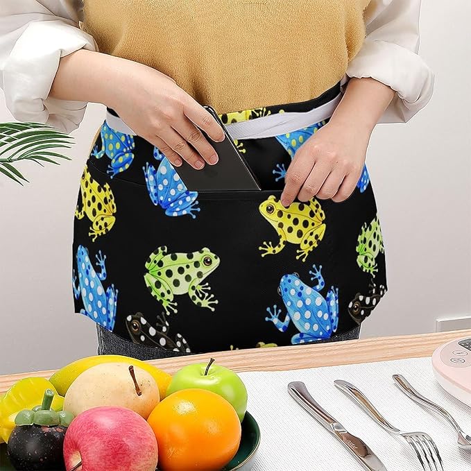 Half Apron with 3 Pockets Chef Cooking Kitchen Restaurant Aprons for Women Men