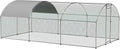 OUYESSIR Outdoor Metal Chicken Coop, Large Walk-in Chicken Run Pen with Waterproof Cover, Rabbit Habitat Dome Roof Dome Poultry Cage for Backyard Farm Use (10'W x 20'L x 6.5'H)