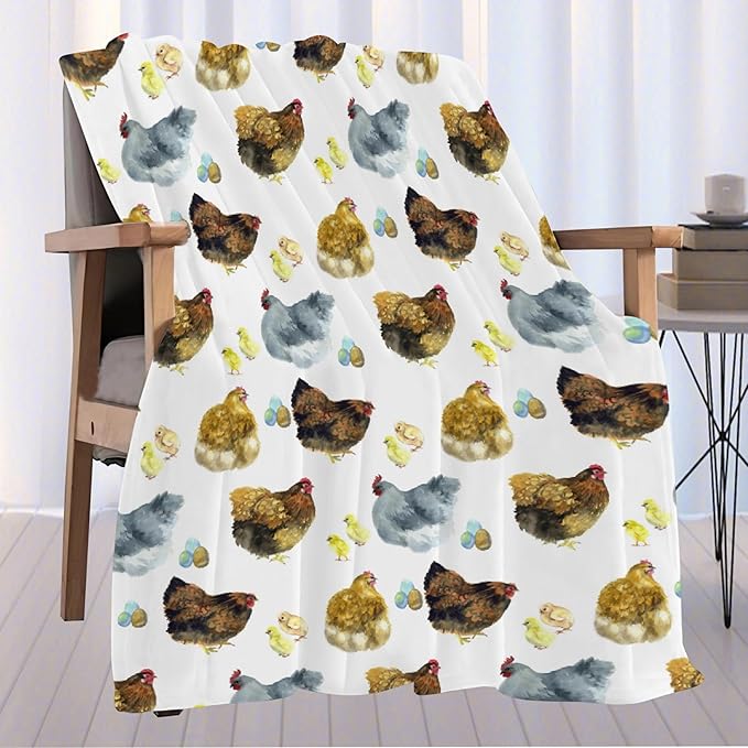 Chicken Throw Blanket | Gifts for Kids Boys Girls | Plush Cozy Rooster Bed Blanket for Home Decor | Decor for Bed/Couch/Sofa | 40"x50" Animal Lover Gifts