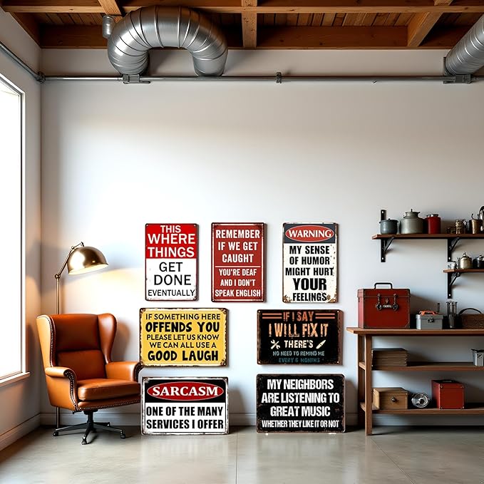 Man Cave Decor Funny Garage Signs For Men Vintage Metal Tin Sign Mancave Accessories Signs For Wall Art Garage Decor For Men Work Shop Accessories Basement Bar Sign For Home Bar 8x12 Inch