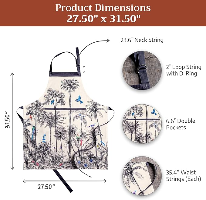 Maison d' Hermine 100% Cotton Apron for women with Pocket Kitchen Chef Apron for Men Cooking Easter Decorations