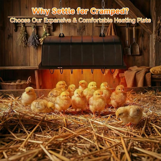 300W Heat Lamp for Chickens Brooder Heater 2PCS Chicken Coop Heater Upgraded 12000H Carbon Fiber Bulbs Adjustable 2 Mode Temp Safe Fire Proof Chicken Heating Plate UL-Certified for Poultry Duck Quail
