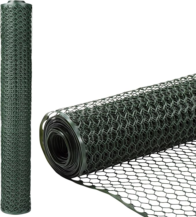Zebro Plastic Chicken Wire Fence – Lightweight Poultry Netting & Garden Fence for Chicken Coops, Pet Enclosures, Balcony Safety & Landscaping – Weatherproof & Rust-Free - 3' x 25' Green