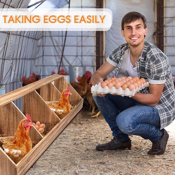 Chicken Nesting Boxes, Chicken Laying Boxes Coop Accessories Roosting Laying with Liners Large Bedding for Hens Birds Duck Coop Poultry Habitat Supplies(4 Compartment)