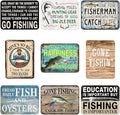 WERNNSAI Fishing Party Decorations - 9 PCS Gone Fishing Birthday Party Decorations for Boys - Fisherman Fish Theme - Vintage Wall Decor for Home Garden Yard